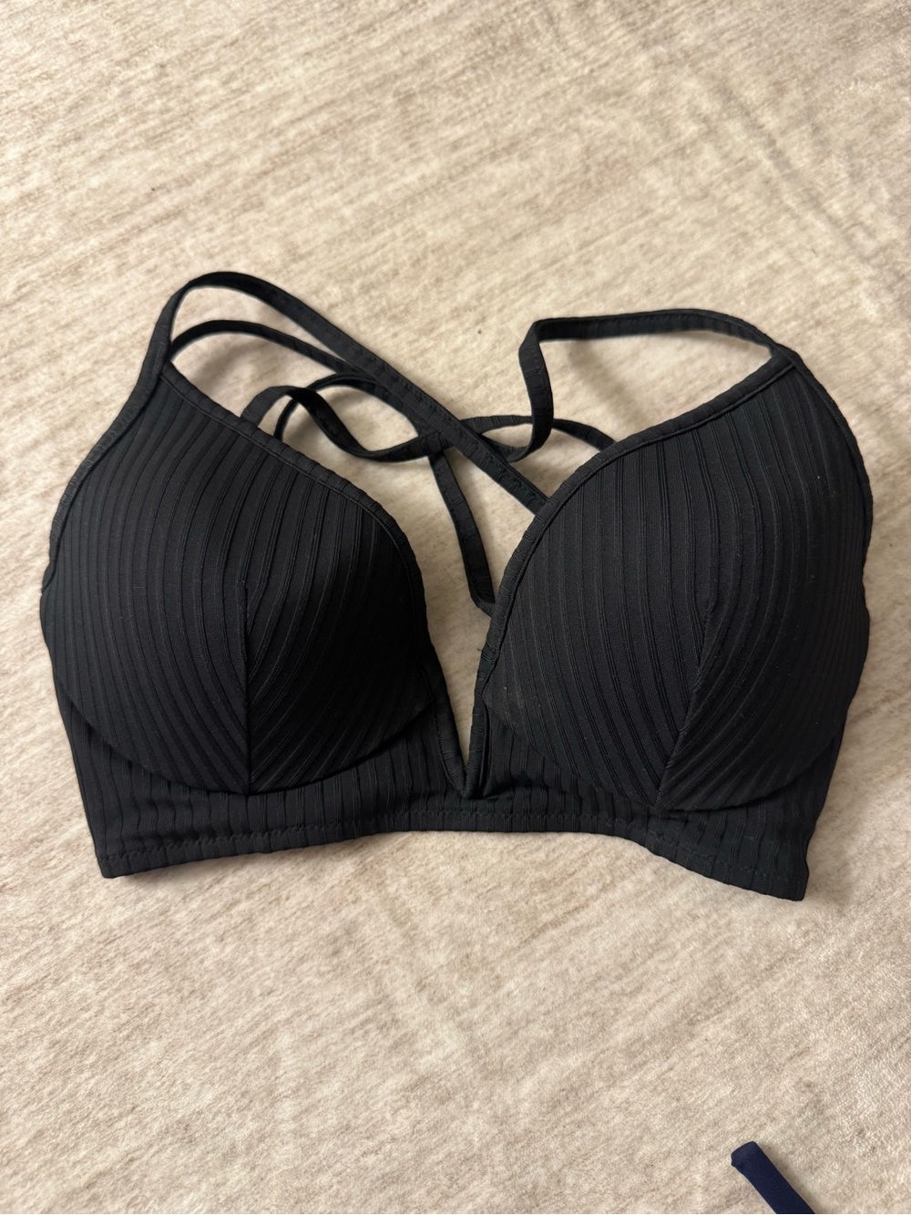 Black Strappy Ribbed fun strapped Bra - Women Intimates
